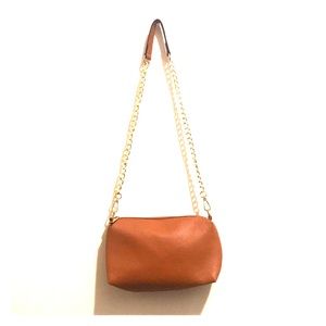 Brow and gold cross body purse